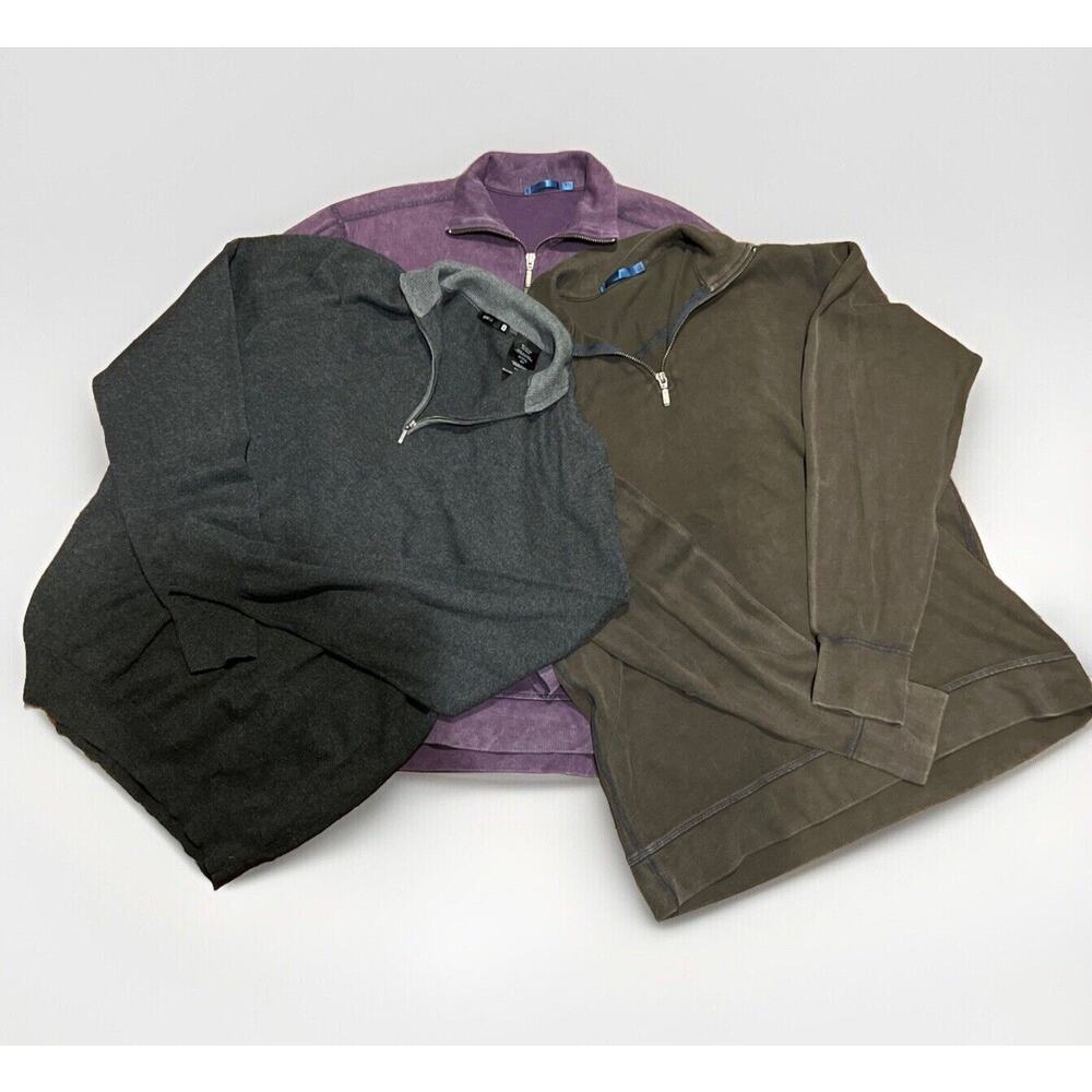 Lot Of 3 Agave Lux Men Small Quarter 1/4 Zip Pullover USA 2 Supima Cotton 1 Wool